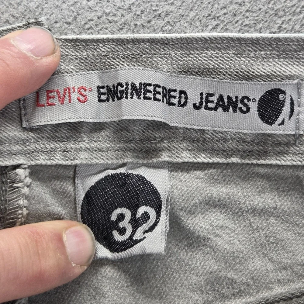 Vintage Levis Engineered Shorts Mens 32 Gray Cinch Back Twisted Jorts Jeans Raw